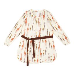 My Little Lambs Girls Beige & Orange Girrafe Print A-Line Dress-image-93