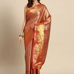 JUST FASHION Ethnic Motifs Zari Art Silk Kanjeevaram Saree-picture-15
