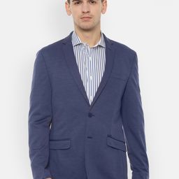 Van Heusen Sport Men Navy Blue Self-Design Blazer-picture-53