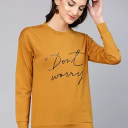 STREET 9 Women Mustard Yellow Printed Sweatshirt-image-12