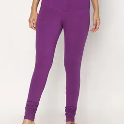 TSG Bliss Women Purple Solid Churidar-Length leggings-image-3
