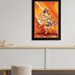 eCraftIndia Orange & Yellow Satin Matt Texture Lord Ganesha UV Wall Art-image-82