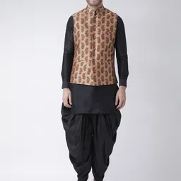 DEYANN Men Brown & Black Printed Kurta with Patiala-image-6