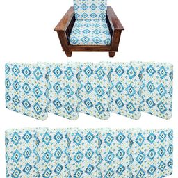 ohello White & Green 10 Pieces Printed Sofa Covers-picture-1