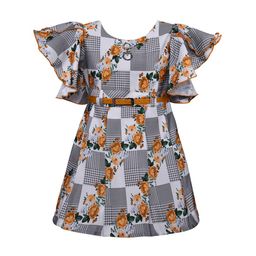 Wish Karo Girls White & Grey Floral Print Fit and Flare Dress-picture-24