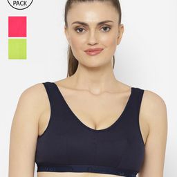 Floret Pack Of 3 Solid Non-Wired Non Padded Workout Bras Florida-28