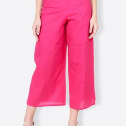 SCORPIUS Women Pink Flared Solid Palazzos-image-6