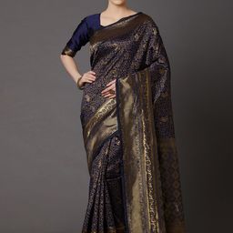 Saree Mall Women Navy Blue Banarasi Saree-picture-51