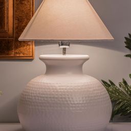 Homesake White Solid Handcrafted Bedside Standard Table Lamp with Shade-28