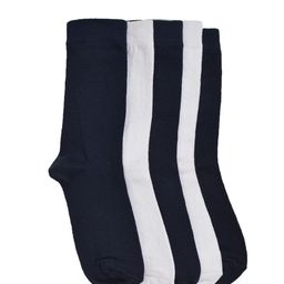 MARC Kids Pack of 5 Navy Blue & White Solid Above Ankle-Length Socks-image-26