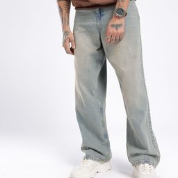 glitchez Men Urban Savvy Loose Baggy Heavy Fade Jeans-image-16