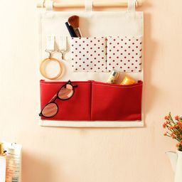 Cortina Unisex Off-White and Red Printed Handbag Organiser-26
