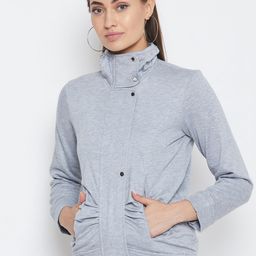 PURYS Women Grey Solid Tailored Jacket-image-77