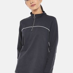 Ajile by Pantaloons Women Navy Blue Solid Cotton Sweatshirt-image-23