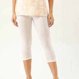 Leading Lady Women White Solid 3/4th Leggings-image-15