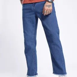 glitchez Men Cool Touch Straight Fit Frayed Cropped Jeans-image-91