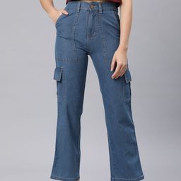ADBUCKS Straight Fit High-Rise Stretchable Cargo Jeans-25