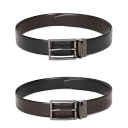 Van Heusen Men Pack Of 2 Black & Brown Textured Leather Belt-picture-34