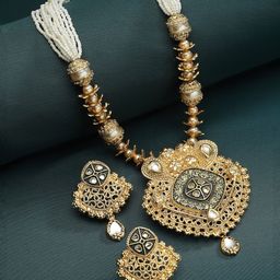 PANASH Gold-Toned Stone-Studded Jewellery Set-picture-19