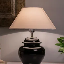 Homesake Black Solid Handcrafted Bedside Standard Table Lamp with Shade-25