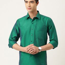 THANGAMAGAN Men Green Regular Fit Solid Casual Shirt-image-20