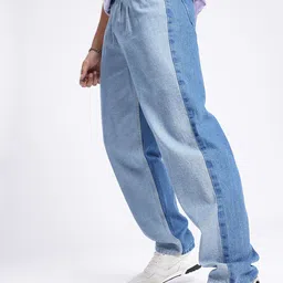 glitchez Men Two-Toned Loose Pleated Jeans-image-57