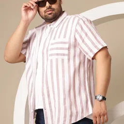 Sztori Men Plus Size Striped Casual Shirt-image-13
