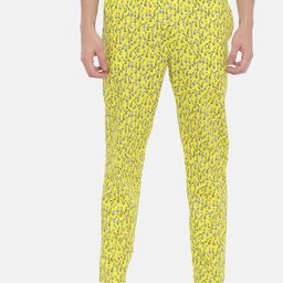 Bushirt Men Yellow Printed Cotton Lounge Pants-image-82