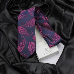 KOVOVE Men Blue & Pink Woven Design Broad Tie-image-37