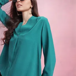 DressBerry Solid Top with Pleated Detail-image-67
