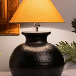 Homesake Black & Beige Solid Bedside Standard Table Lamp with Shade-26