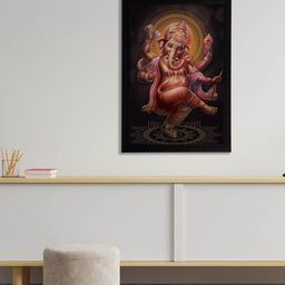 eCraftIndia Brown & Black Lord Ganesha Satin Matt Textured UV Wall Art-7