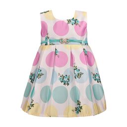 Wish Karo Girls White Printed Silk Fit and Flare Dress-image-62