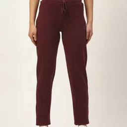 Women Maroon Solid Straight Fit  Track Pants-image-70