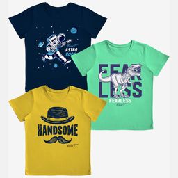 x2o Unisex Kids  vy Blue Typography   Printed Applique T-shirt-image-86