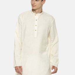 TATTVA Men Cream-Coloured Solid Straight Kurta-image-25
