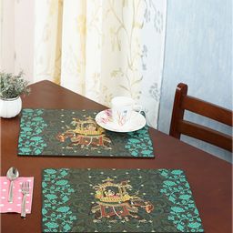 Reinvention Factory Set of 6 Green Printed Table Placemats-6