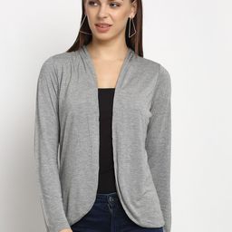 Rute Women Grey Melange Solid Open Front Shrug-19