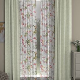 ROSARA HOME Off White & White Set of 4 Jacquard Floral Door Curtain-image-60