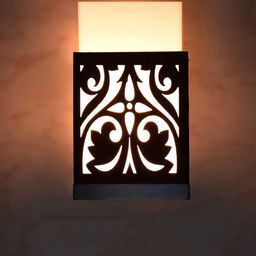 Gojeeva Black & White Textured Contemporary Rectangle Shaped Wooden Wall Lamp-11