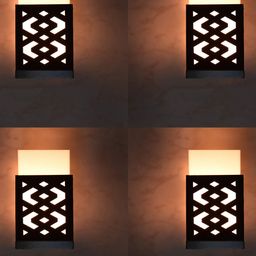 Gojeeva Black & White 4 Pieces Textured Contemporary Wooden Rectangle Shaped Wall Lamp-image-9