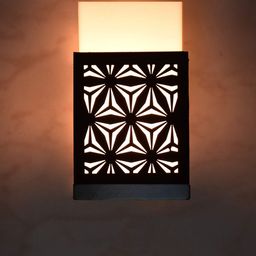 Gojeeva Black Textured Wooden Square Shaped Wall Lamp-picture-41