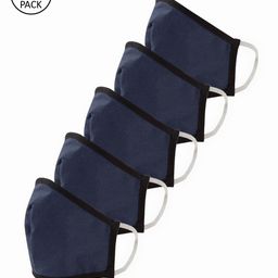 LEMON SOUK Pack Of 5 Navy Blue Solid 2-Ply Reusable Cloth Masks-image-106