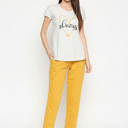 AV2 Women Yellow & Grey Melange Printed Night Suit-image-63