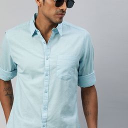 Roadster Men Blue Regular Fit Solid Casual Shirt-image-42