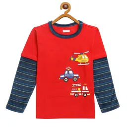 LAdore Unisex Kids Red Printed Round Neck T-shirt-image-87