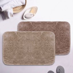BIANCA Set Of 2 Brown Solid 1850 GSM Plush Anti-Skid Bath Rugs-85