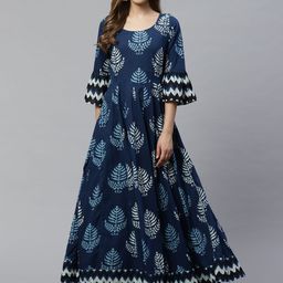 Divena Women Blue & White Printed Anarkali Kurta-picture-32