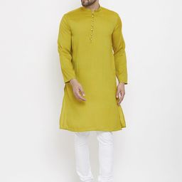 even Men Green Solid Kurta-image-70