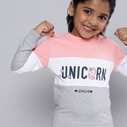 HERE&NOW Girls Grey Colourblocked Sweatshirt-image-56
